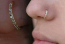 Nose Ring Hoop  Crystal Diamante Encrusted Helix Small 6mm 8mm Gold Silver Tragu