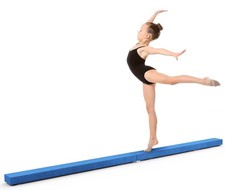Folding Gymnastics Balance Beam 7FT Kids Training Beam Faux Suede for Home Gym