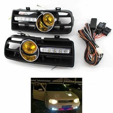 Front Bumper Grill Fog Yellow Light Grille LED DRL Lamp for VW Golf MK4 97-03 02