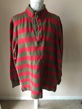 Joules Original mens XL brown/ red button neck cotton sweatshirt