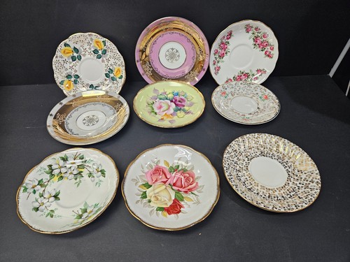 Bone china saucers floral - china,