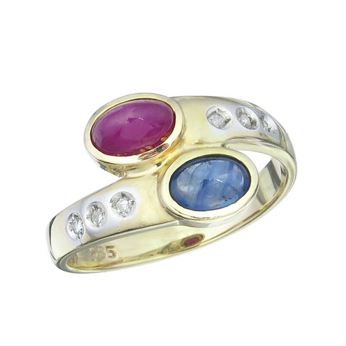Sapphire ruby diamond ring - ruby,