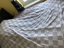 Kingsize Primark Reversible Pink & Purple Chequered Duvet Set /2 Pillowcases