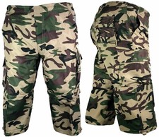New Mens 3/4 Long Length Shorts Elasticated Waist Cargo Combat Three Quarter 01m