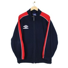 Umbro Vintage Fleece Jacket 90s Mens Blue Oversized Small Logo Full Zip Size L
