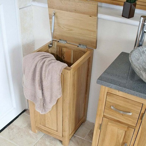 Solid oak laundry bin - solid,