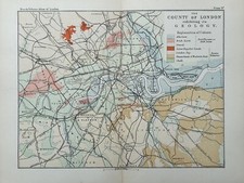 1900 Geological Map Of London Original Antique Map by George Philip