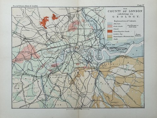 1900 geological map london - geological, of