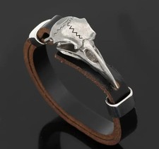 Viking Crow Skull Bracelet, 304 Stainless Steel Norse Odin, Intricate Detail