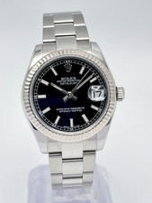 Ladies Rolex Datejust 31mm 178274 Baton Black Dial Fluted Oyster Box