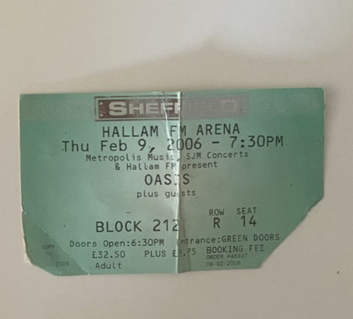Oasis ticket stub - -, sheffield