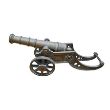 VINTAGE ANTIQUE LARGE VERY HEAVY SOLID CAST BRASS CANNON weighs 6.5 kg