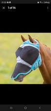 Shires FlyGuard Pro Fine Mesh Fly Mask With Ear Hole & Nose Teal