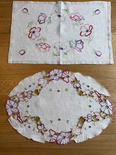 Vintage embroidered tray - vintage,