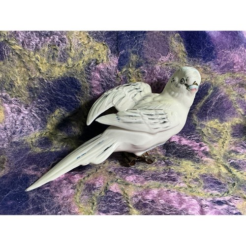Vintage white porcelain budgie - vintage,