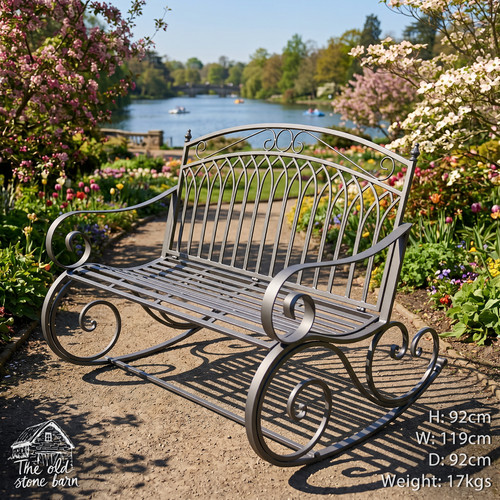 Metal rocking bench ornate - bench,