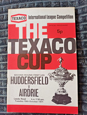 Huddersfield Town v Airdrie. 19-10-1971. Texaco Cup Rd 2 Leg 1. Good Condition