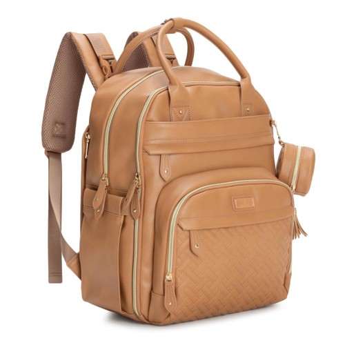 Leather baby changing backpack - leather,