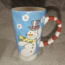 Marks & Spencer Extra Large Pearlescent Christmas Coffee Mug With Cat & Snowman