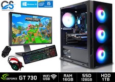 Gaming PC Bundle Intel Core i5, 16GB, 1TB+ SSD, GT730, Windows 10 Wi-Fi Computer