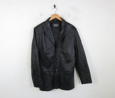 Armando Black Vintage Leather Jacket Button Blazer UK Men's Medium