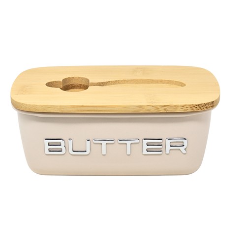 Butter dish cream metal - cream,