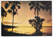 A Post Card of Sunset on the Zambesi River above the VICTORIA FALLS. Zimbabwe.