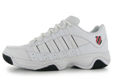K-SWISS COURT BLAST TENNIS SHOES WHITE BLACK RED SIZE 13 EU 49 RRP £94.99