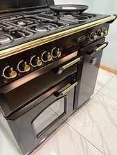 GAS RANGEMASTER CLASSIC 90CM RANGE COOKER IN BLACK AND BRASS. Ref--ED259