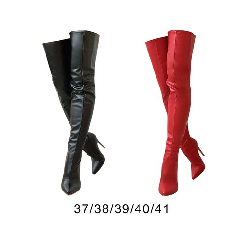 Leather thigh high boots - thigh,