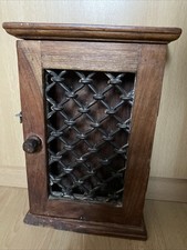 Vintage Antique Wooden 9 Hook Key Cabinet Holder Wall Mount