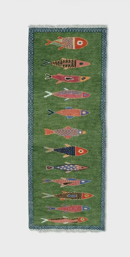 Koi fish hand rug knotted - rug, wool
