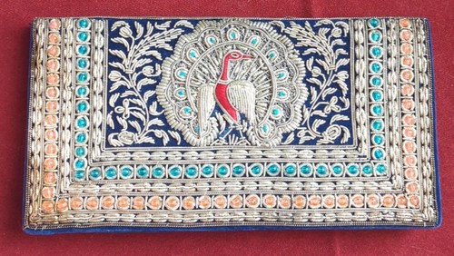 Clutch bag beaded - peacock, boho