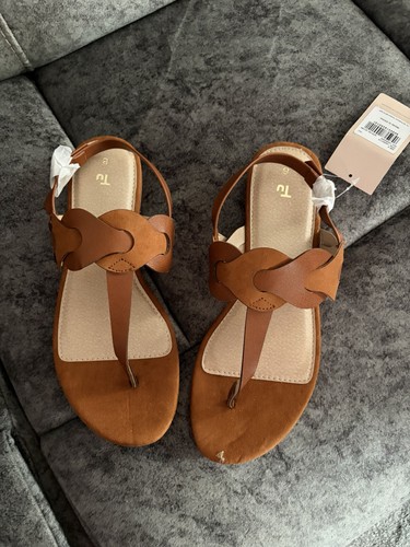 Ladies brown open toe sandals - brown,