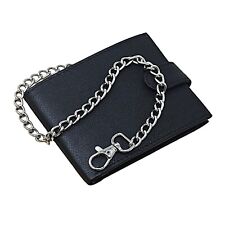Mens Genuine Leather Biker Coin Pocket Wallet with 31cm Key Belt Safety Chain