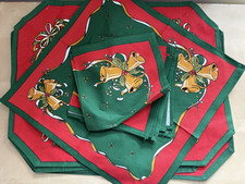 vintage kitsch 4 piece setting napkin and placemats christmas dinner table bells
