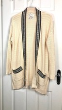 Falmer Heritage Cream Cotton Blend Longline Open Style Cardigan Medium 12-14 uk