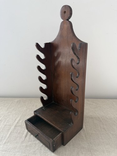Antique mahogny pipe rack - pipe,