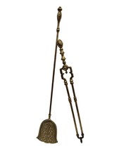 ANTIQUE Victorian Ornate Brass Fire Irons Set 2-Piece - K20