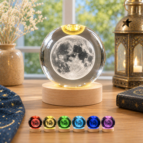 Crystal ball night light moon - ball,
