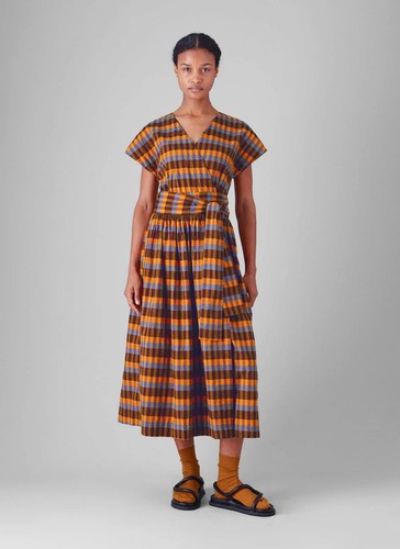 Toast check cotton linen wrap - check,