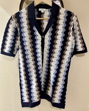 Reiss Blue Multi Waves Knitted