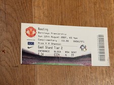 TICKET 2007/08 Manchester United v Reading League - UTD Win League