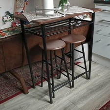 Breakfast Bar Table And Stools Kitchen Dining Room 2 Seater Industrial Furniture