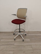 Steelcase Cobi Draughtsman Chair, Adjustable White / Red