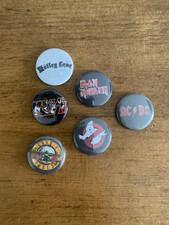 80’s Rock And Roll Button Badge Bundle Kiss AC/DC Motley Crue Iron Maiden
