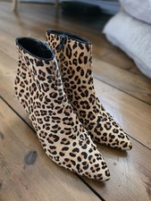 Dune Pony Hair Leopard Print Kitten Heel Boots-39