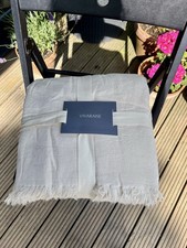 BNWT Large Cream Throw 240cm x 260cm Cotton Chenille Suitable For Sofa Or Bed
