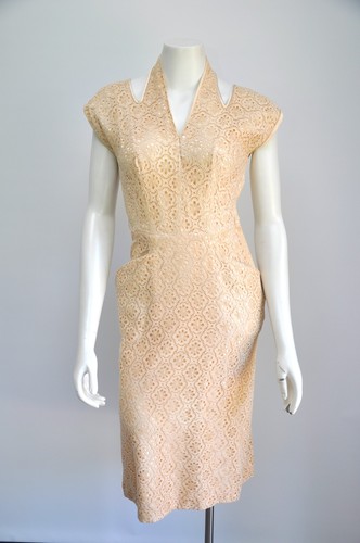 Vintage 1940s ivory lace - lace, satin