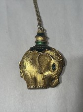 Vintage MOON DROPS Solid PERFUME COMPACT LOCKET  Gold Tone Necklace